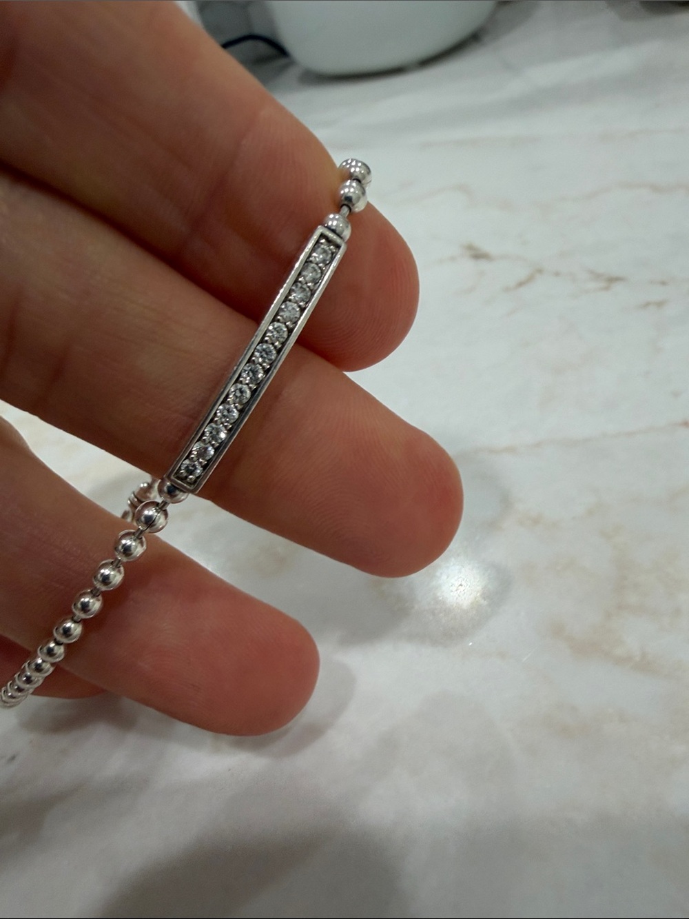 LAGOS Sterling Silver Crystal Bar Bead Bracelet - Silver